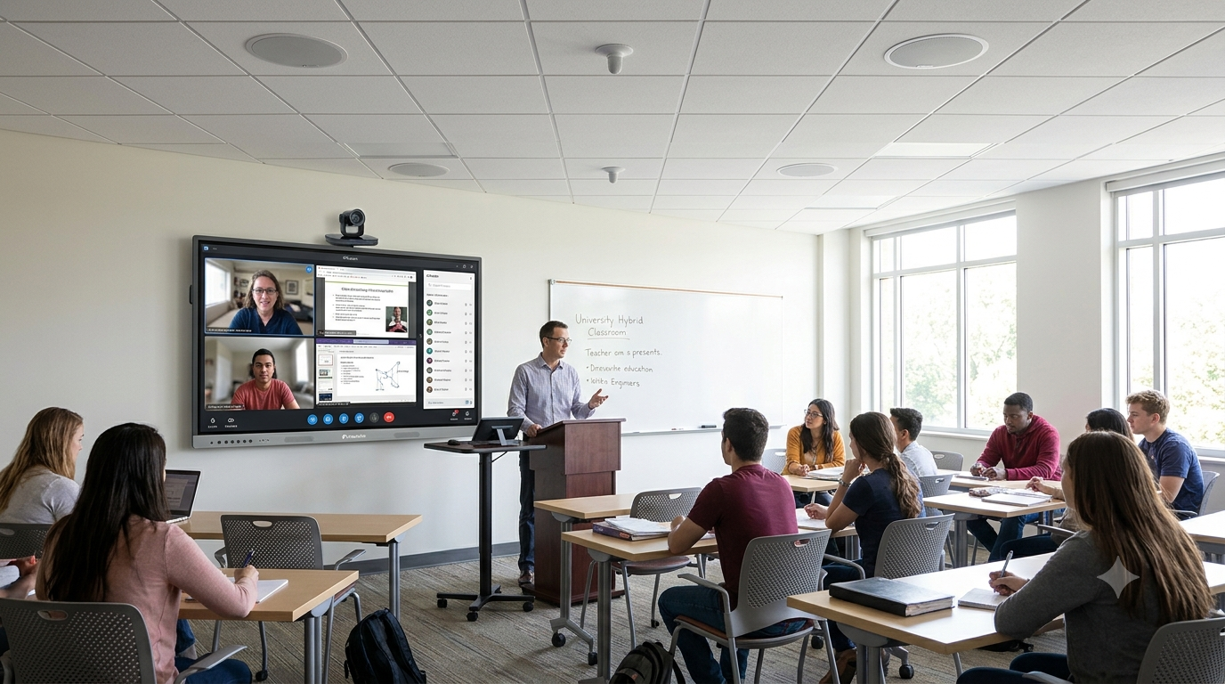 Hybrid Classroom realistic workspace visualization